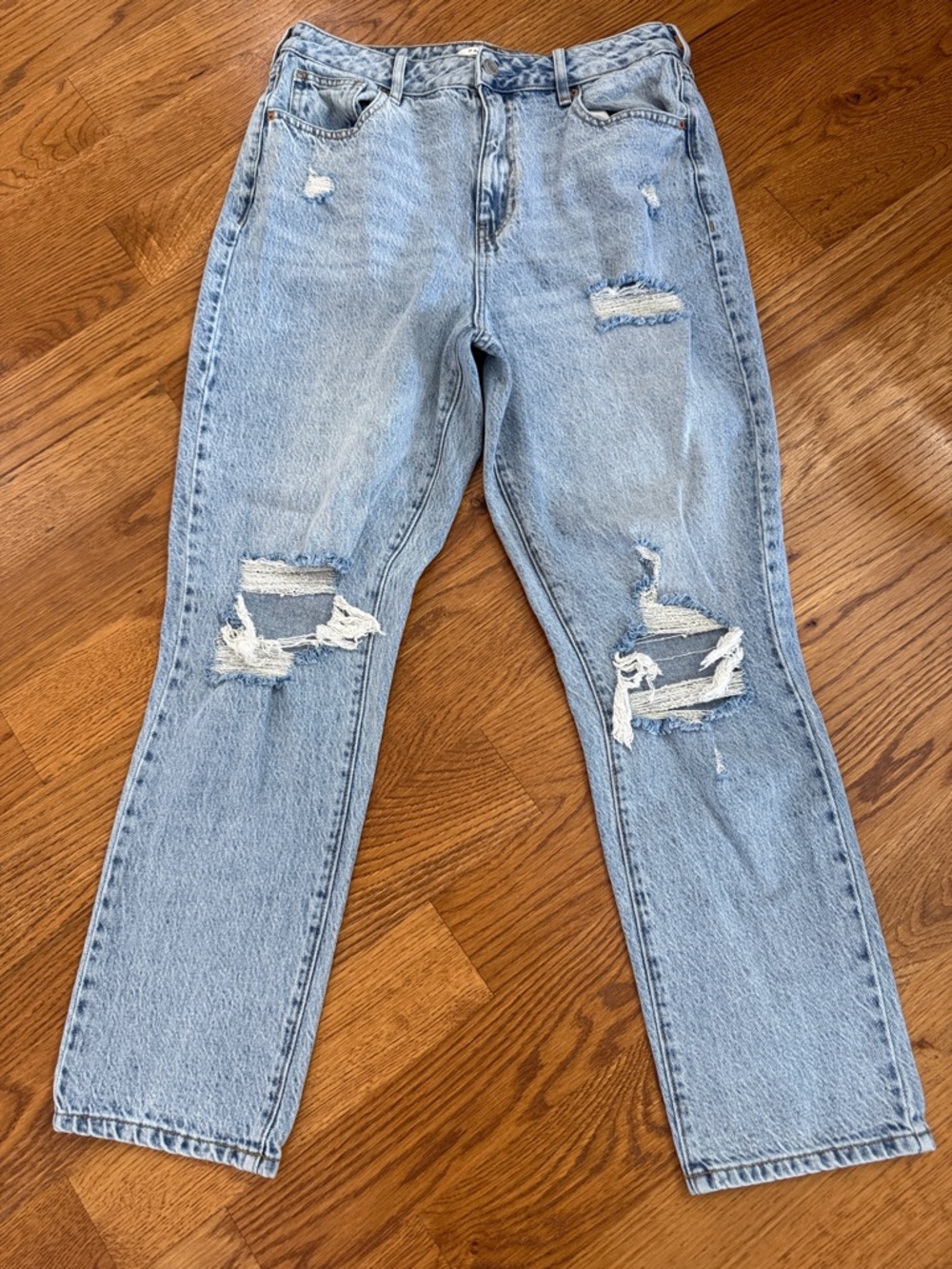 PacSun Mom Jeans Womens 29 High Rise Distressed Straight Leg Light Wash